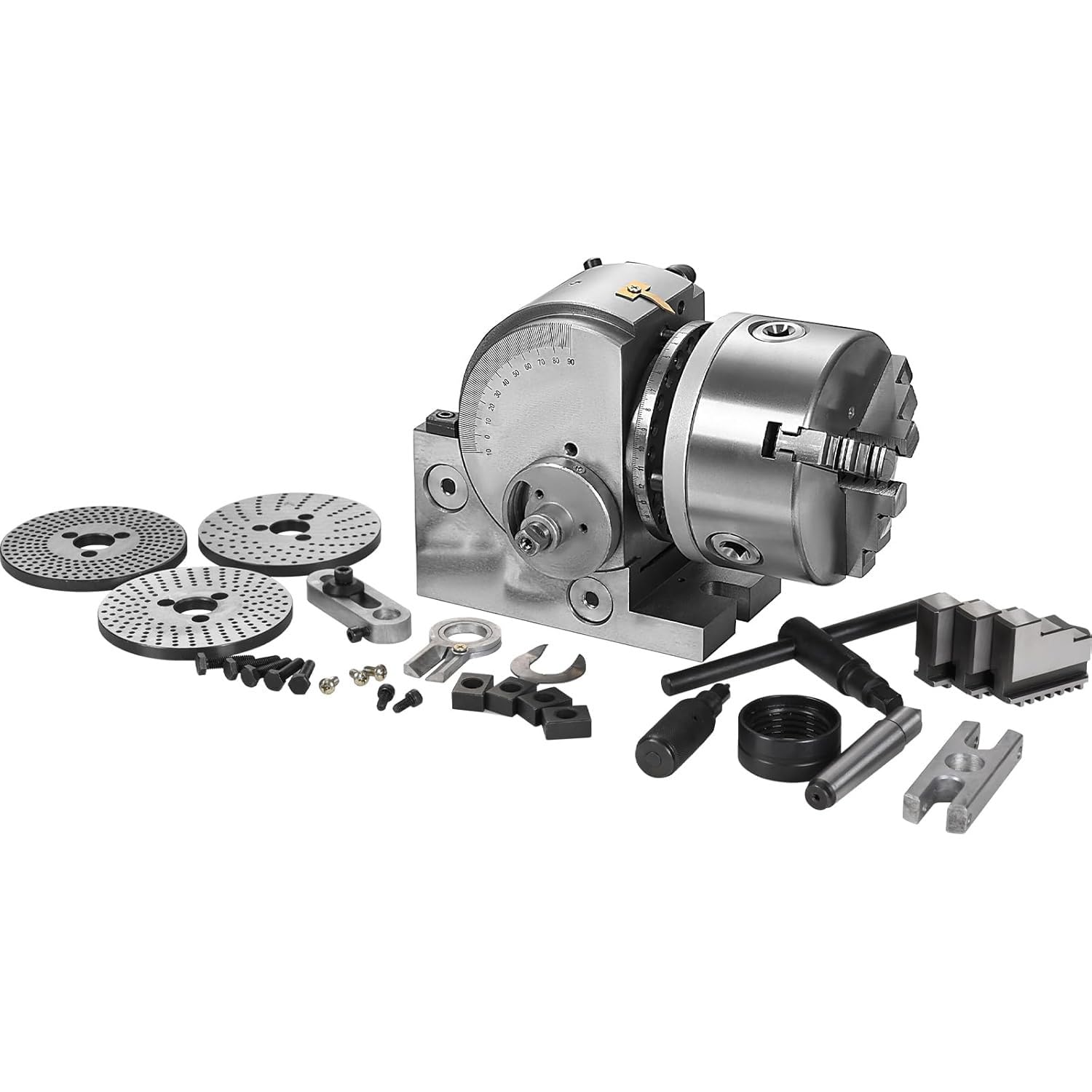 DowPie 1:40 Precision Dividing Head, Universal Index Head with Offset Tailstock & 3 Index Plates, Fit for Vertical Milling Machine and Drill Press 6inch