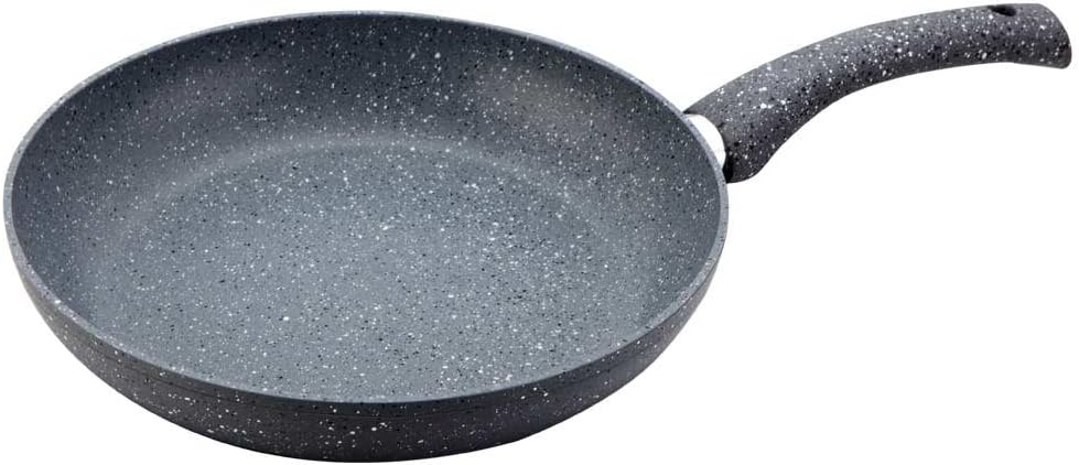 Granite Non-Stick Fry Pan 24cm for Kitchen, 1.8L, Non-toxic, Chemical & PFOA Free, Low-oil Cooking, Scratch-resistant, Gas Stove & Induction Friendly, Soft-Touch Handle, 2-Yr Warranty, Grey