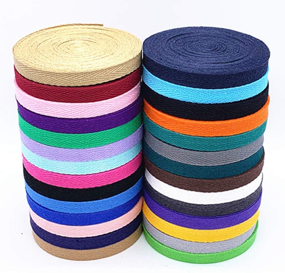 Cotton Twill Tape,Egurs 28meter 10mm Colorful Herringbone Tape Ribbon Bias Binding Tape Webbing Tape for Sewing Dressmaking Alterations DIY Craft Apron,28color,1meter/color