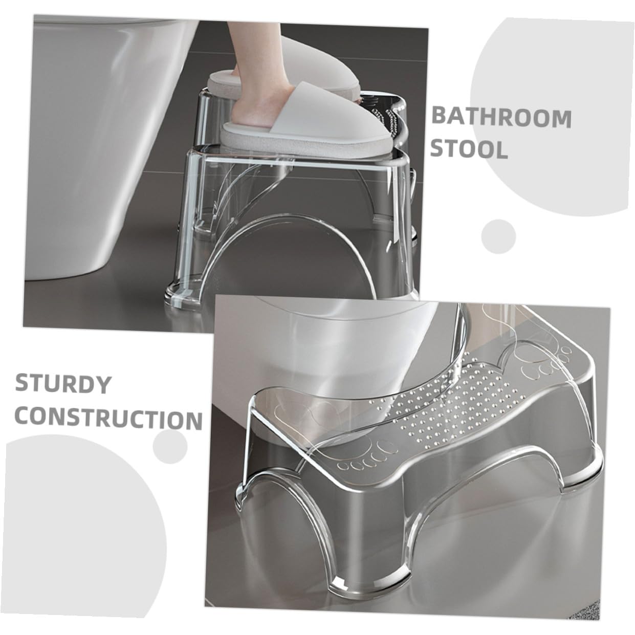 Toyvian Sgabello per Wc Sgabellino Portatile in Pet Antiscivolo Design Rialzato Supporto Comodo e Sicuro per Adulti e Ragazzo Ragazza per Doccia e Squat a Casa