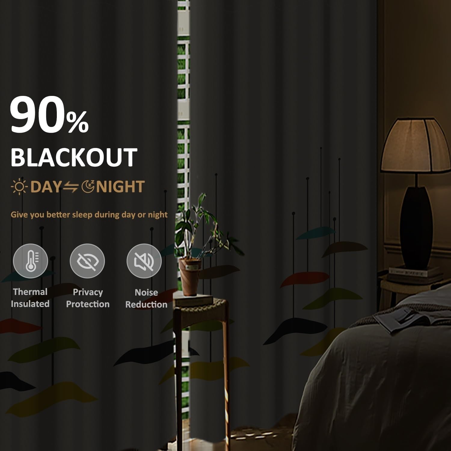 Mid Century Blackout Window Curtains Modern Abstract Geometric Minimalist Art Window Drapes for Bedroom Living Room Office Kitchen Darkening Grommet Window Treatments 2 Panel Set,26x63inch