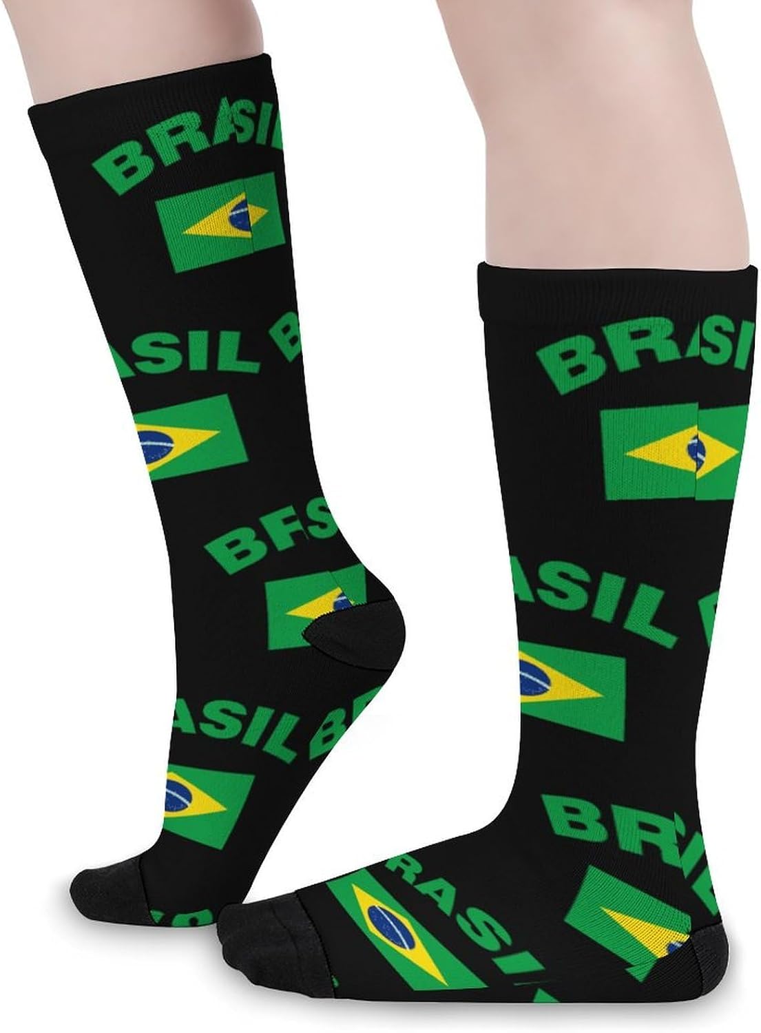 Flag of Brazil Knee High Socks Athletic Long Stockings Sport Casual Crew Tube Sock Boot 40cm