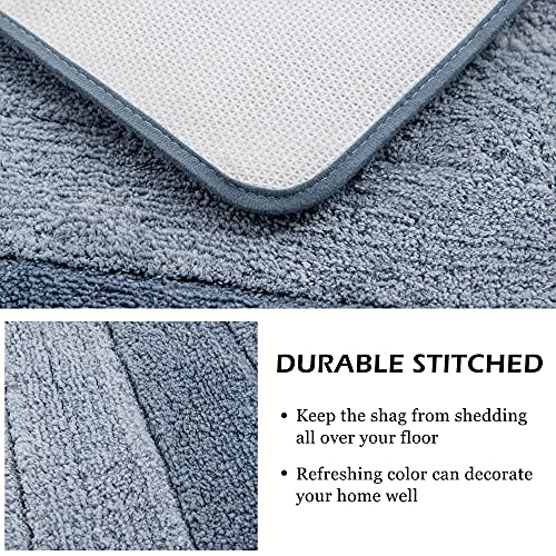 2 Stück rutschfeste Ombre Badezimmerteppich-Set, ultraweich, schnell trocknend, U-förmige Matte & Badteppich, wasserabsorbierend, maschinenwaschbar, für Schlafzimmer & Wohnzimmer, Blau – Bild 3