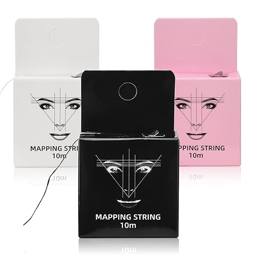 ATOMUS Cadena de mapeo de cejas 2pcs pre-entintado 30m (98ft) Microblading String para marca de cejas Cuerda de medición negra para maquillaje de