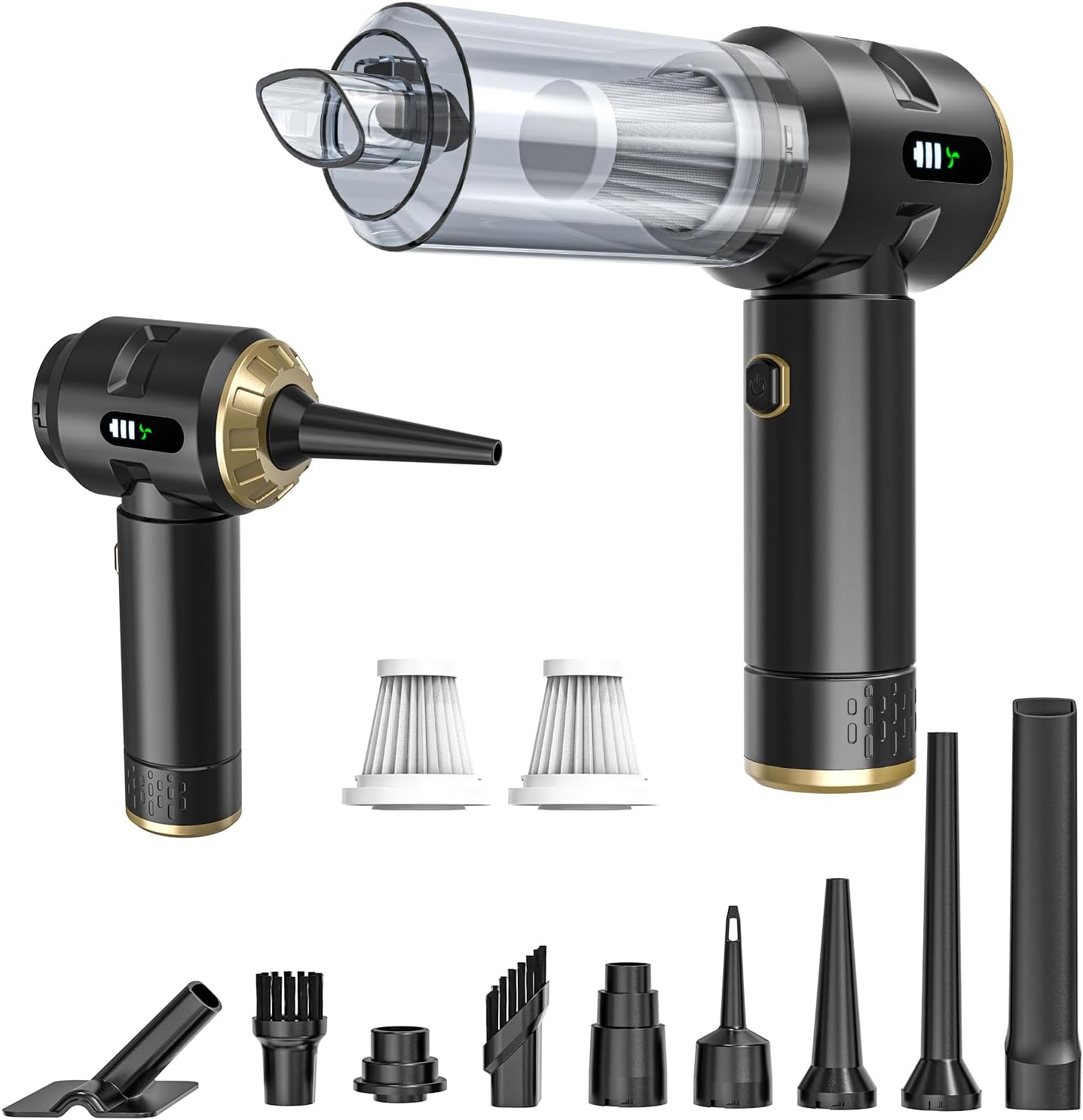 Cordless Handheld Vacuum Cleaner,Rechargeable Portable Lightweight Dust Blower,22000PA Powerful Suction Mini Car Vacuum Cleaner for Deep Cleaning of Home,Car and Pet Hair(Black-Gold)