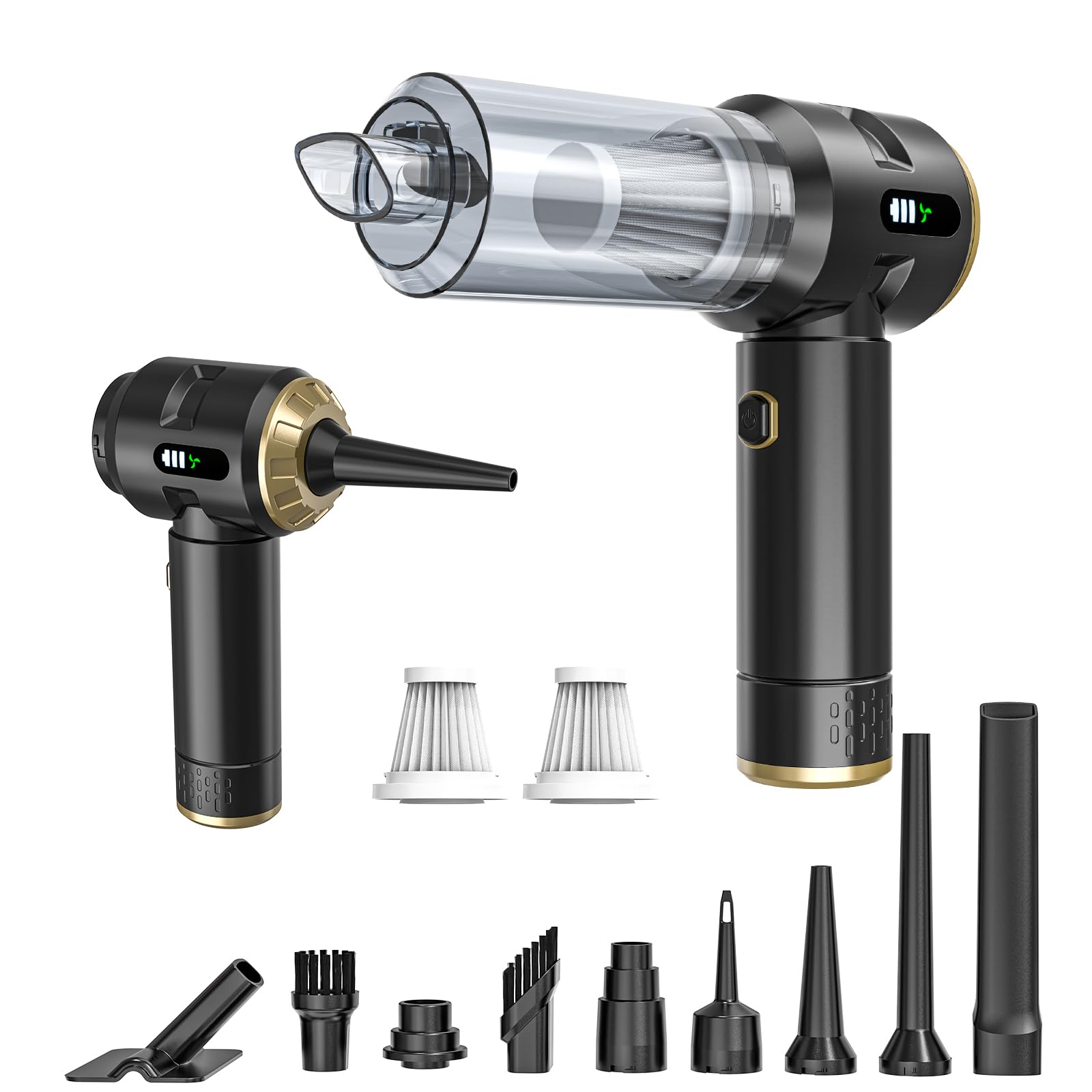 Higoom Cordless Handheld Vacuum Cleaner,Rechargeable Portable Lightweight Dust Blower,22000PA Powerful Suction Mini Car Vacuum Cleaner for Deep Cleaning of Home,Car and Pet Hair(Black-Gold)