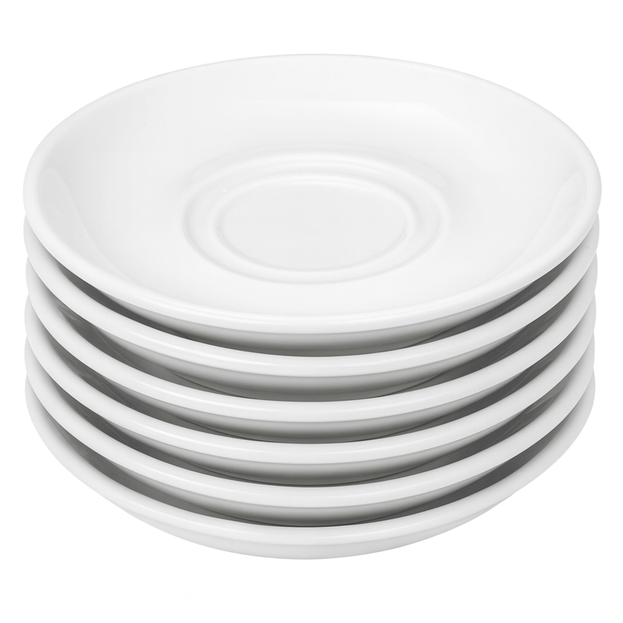 Utopia Pure White Double Well Saucers, 6"/15 cm, Pack of 6