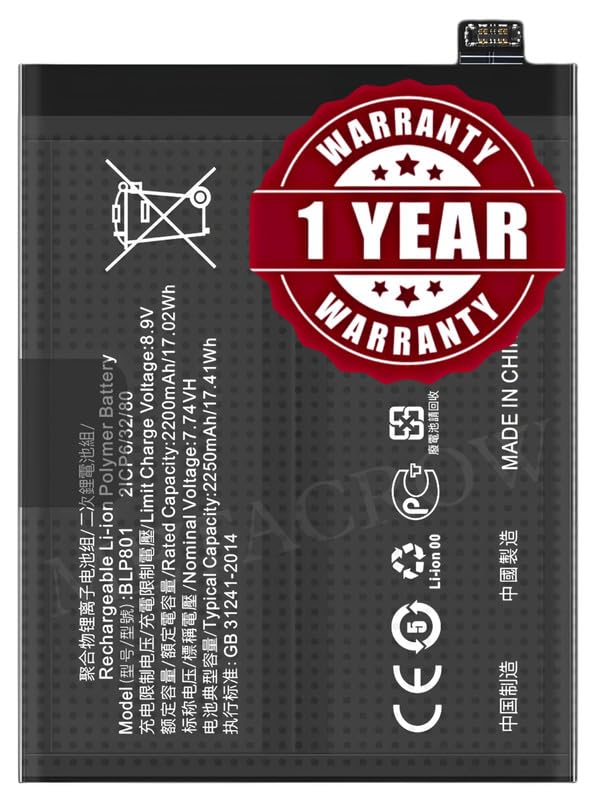 Image of Original BLP801 Battery Compatible with OnePlus 9R (LE2100, LE2101) - (4500mAh) - 1 Year Warranty BC450