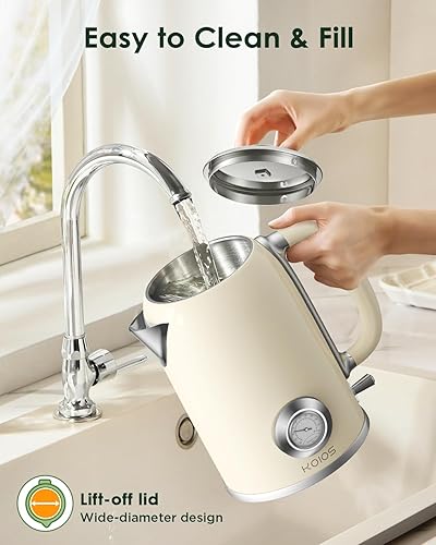 Miniatura 9 de Hervidor eléctrico de 1.8 L con medidor de temperatura, hervidor de té eléctrico de ebullición rápida de 1500 W, hervidor de agua caliente eléctrico