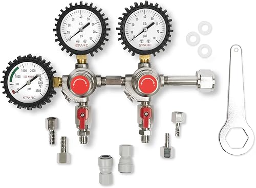 SPARC Premium Gen2 Regulador de CO2 de doble salida para cerveza Kegerator, refrescos, barras, Kombucha CGA320 2 años de garantía de EE. UU