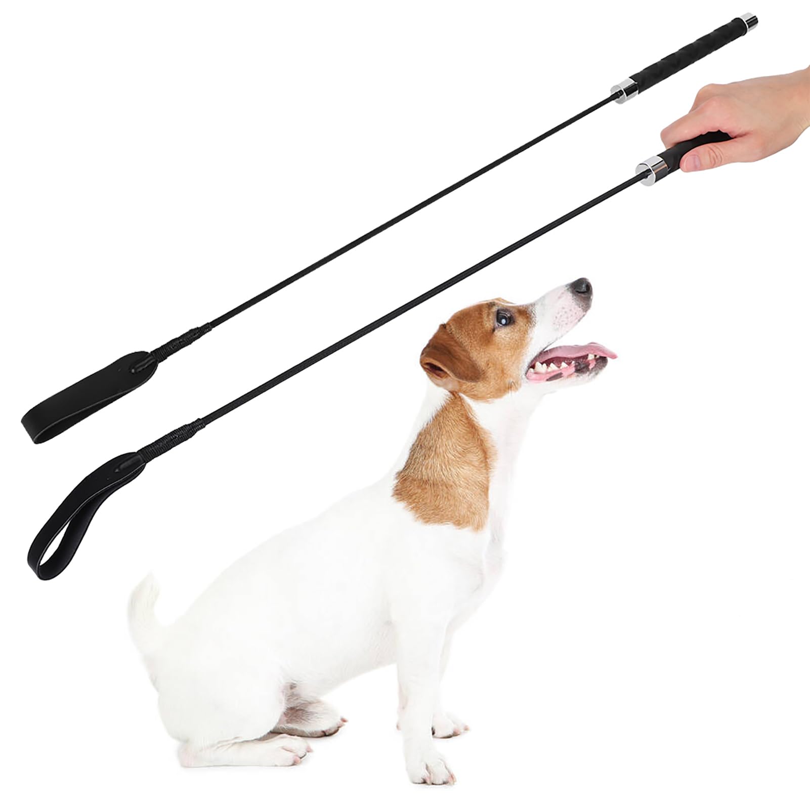 Tnfeeon Látigo para Perros, de Goma Antideslizante, Bastón de Entrenamiento para Perros y Gatos, 26,2 Pulgadas de Largo, Construcción Duradera de Cuero Artificial y Metal, Ideal para Juegos