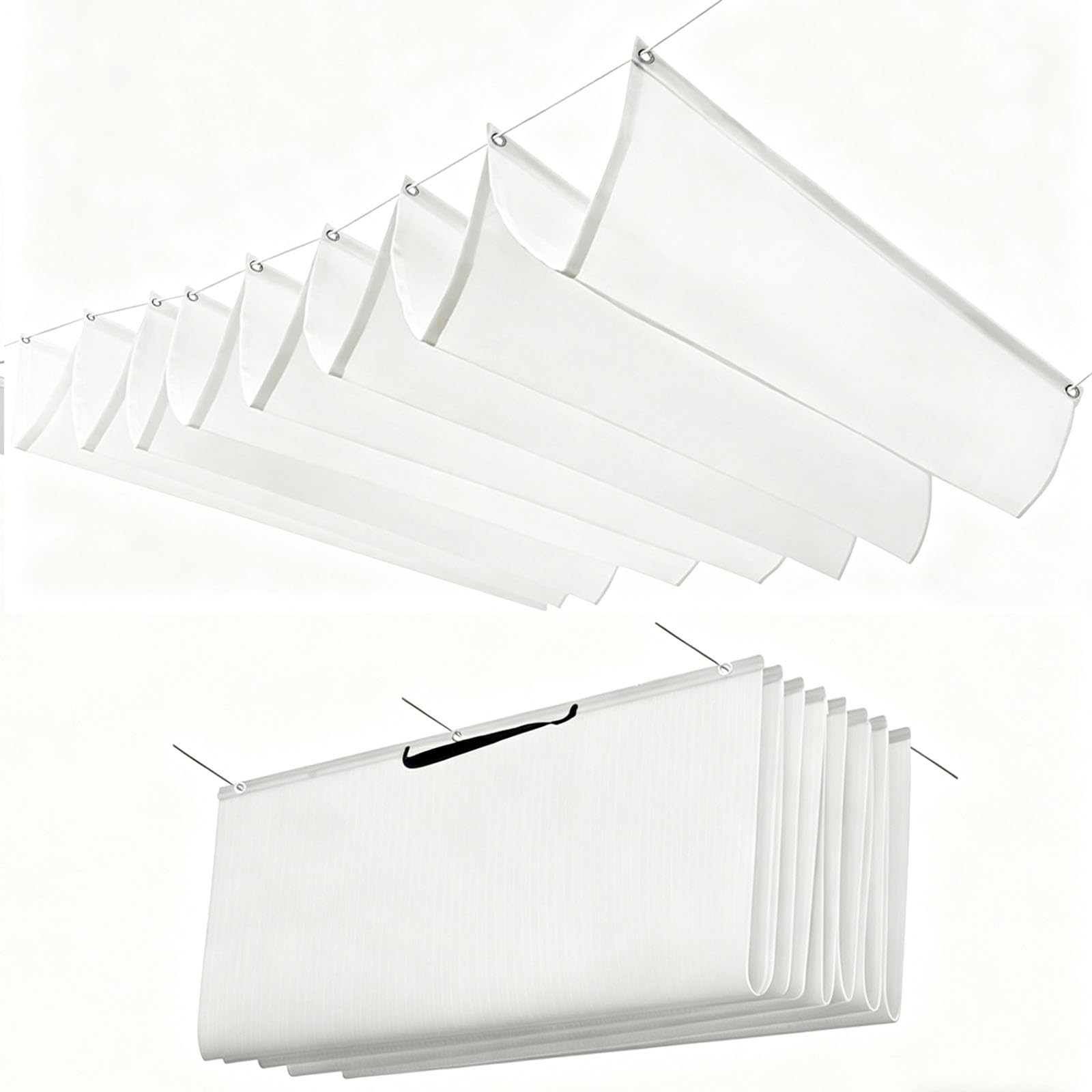Sun Shade Sail Retractable Wave Rectangle Awning Canopy, Retractable Wave Sun Shade Sail,Protection, Sun Protection for Patio, Pergola, Garden-White||200x600cm — image 1