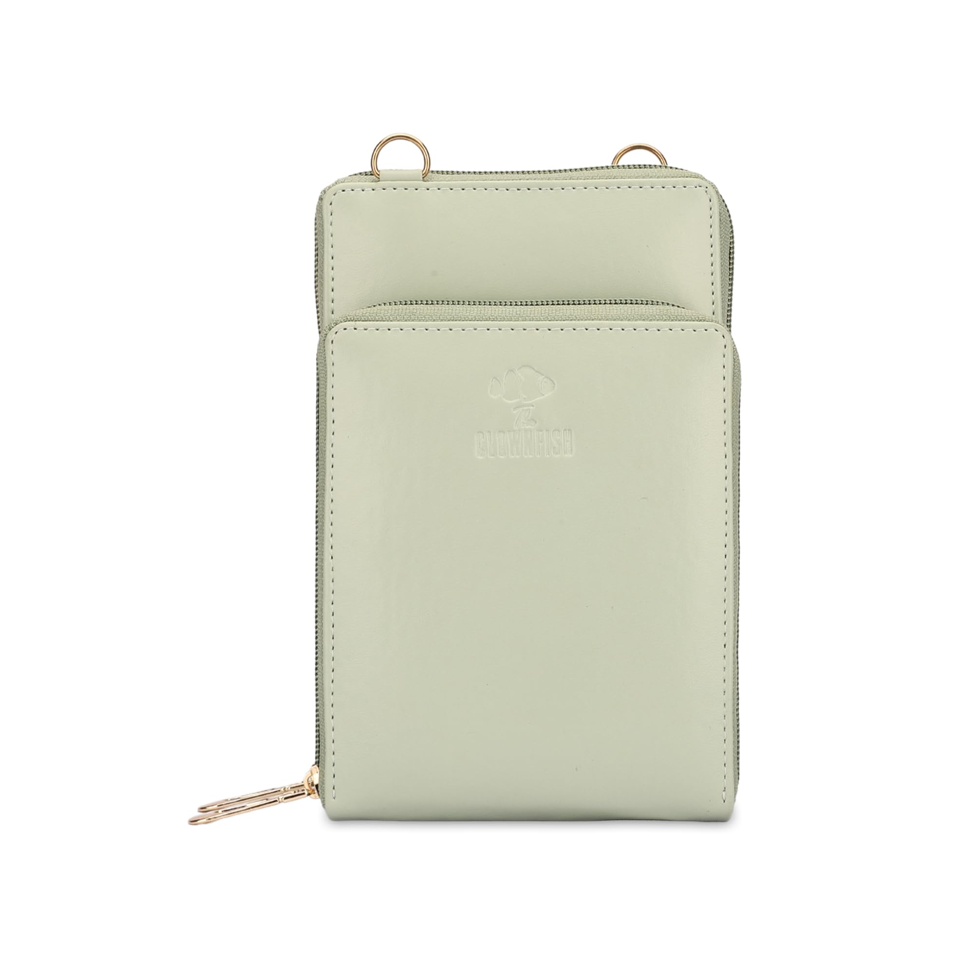 the clownfish Trivia Vegan Leather Ladies Wallet Sling Bag with Zip Around Front Pocket (Light Green)-picture-28