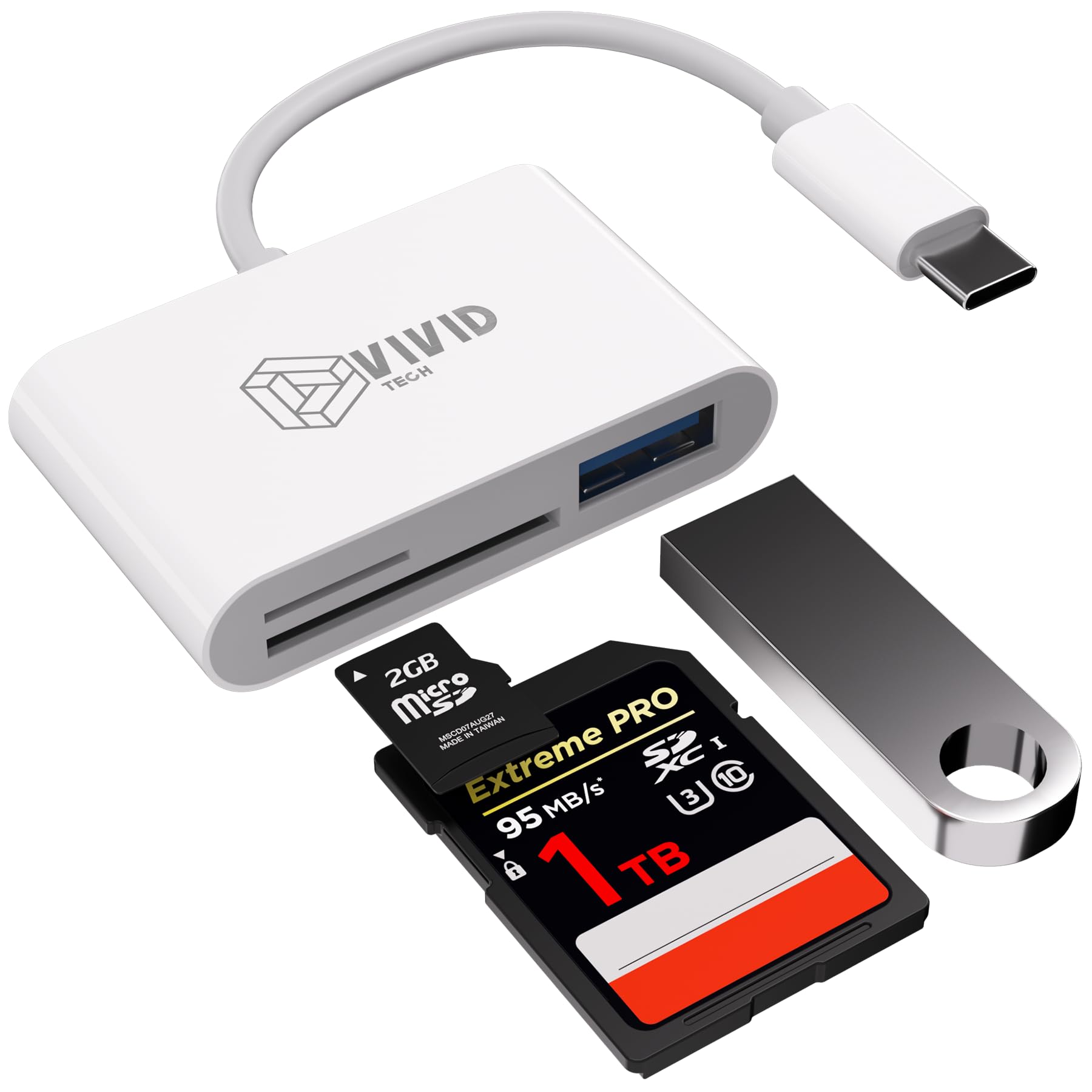Czytnik kart SD/TF USB-C OTG 3.0, szybki odczyt/zapis, podwójne gniazdo SD + adapter microSD/TF do iPada/iPhone'a 15, Androida, MacBooka, Windows