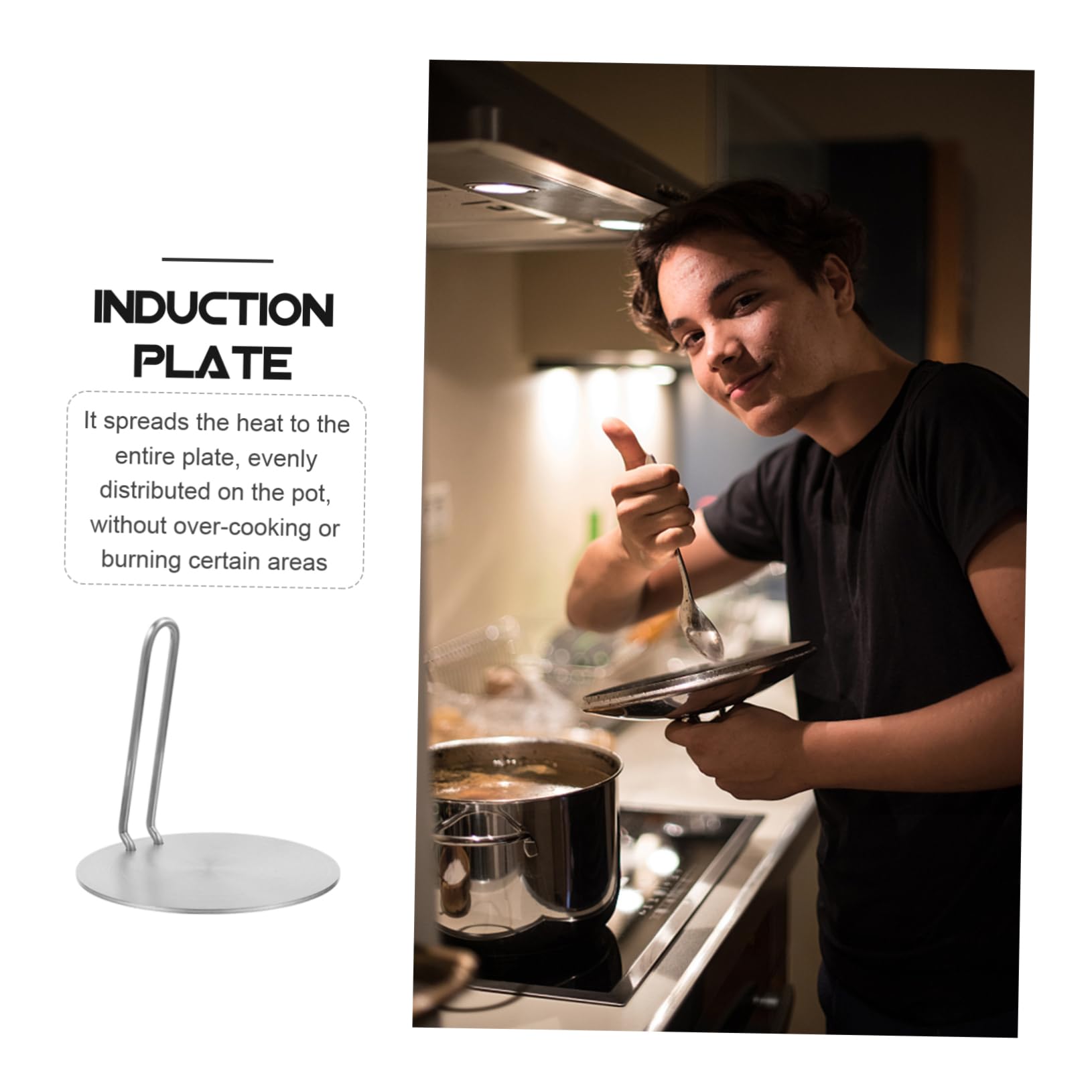 GLEAVI Difusor de Calor para Placa de Cocina con Mango Desmontable Mejora Calidad y Cocción Prolongada de Acero Inoxidable Apto para Estufa Eléctrica Gas