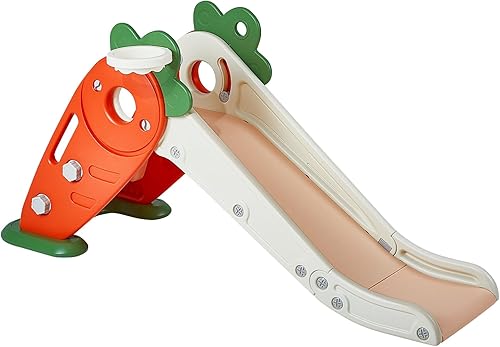 Miniatura 10 de VEVOR Tobogán para niños pequeños de 1 a 3 años con escaleras escalables y aro de baloncesto, juego de tobogán para interiores y exteriores para