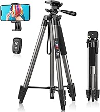 JOILCAN Alluminio Extendable Tripod for Smartphone, 161 cm with Remote Control, Compatible with iPhone/Samsung/Small Camera, Selfie Stick Phone Tripod for Android/iOS, Grey