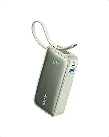 Anker Nano Power Bank, Carregador Portátil de 10.000 mAh com Cabo USB-C Integrado, Saída Máxima de 30W, para iPhone 17/16/15, Samsung, Xiaomi, MacBook, AirPods e Mais, Verde