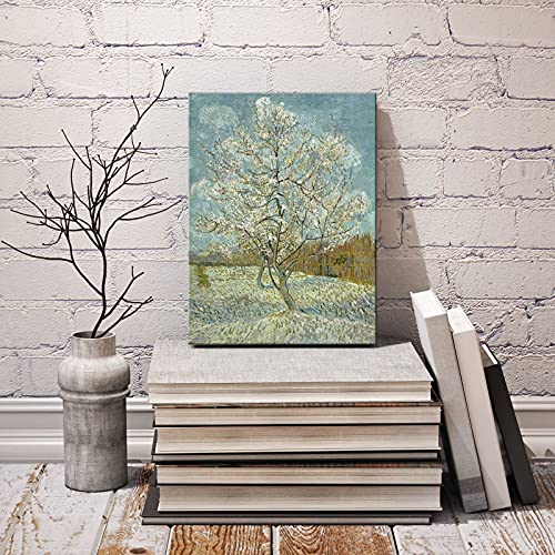 Wieco Art The Pink Peach Tree Canvas Prints Wall Art by Van Gogh Classic Famous Oil Paintings Reproduction Modern Gallery Wrapped Landscapes Giclee Picture Artwork