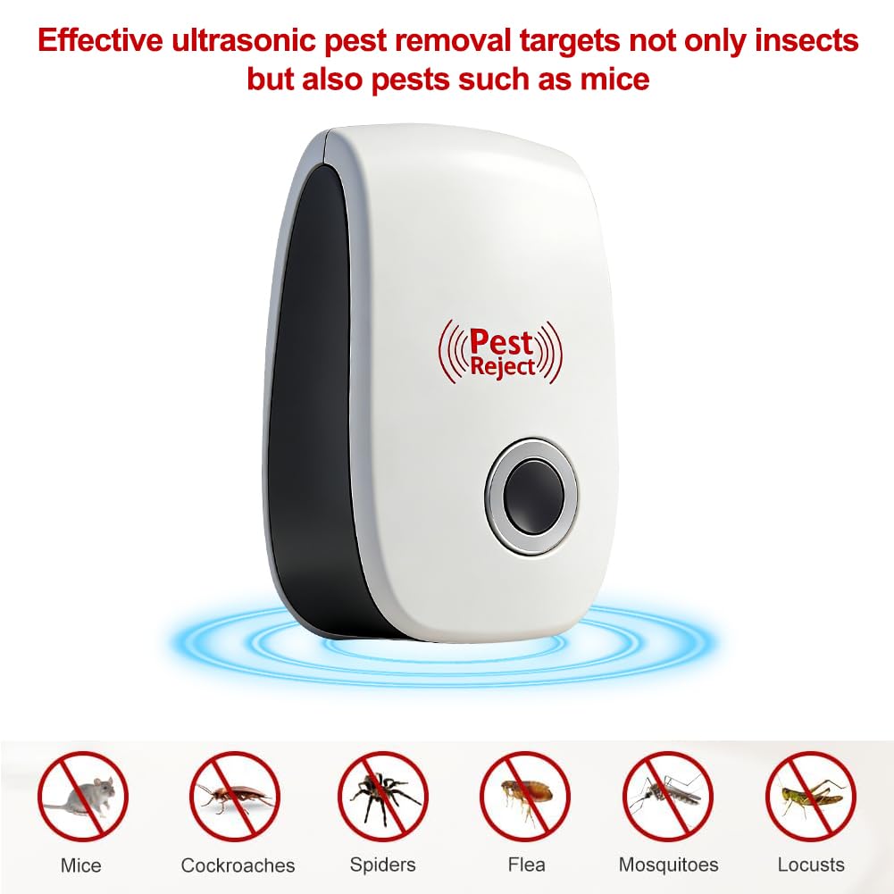 4 Piezas Repelente Ultrasónico de Plagas, Electrónico Repelente Mosquitos Insectos Control de Plagas, Repelente Ultrasónico Ratas, Eficaz contra Moscas, Mosquitos, Cucarachas, Ratones, Insectos