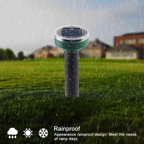 Miniatura 5 de Paquete de 2 repelentes ultrasónicos Gopher con energía solar, fácil de usar, repelente solar de topos ultrasónico con una broca de taladro -