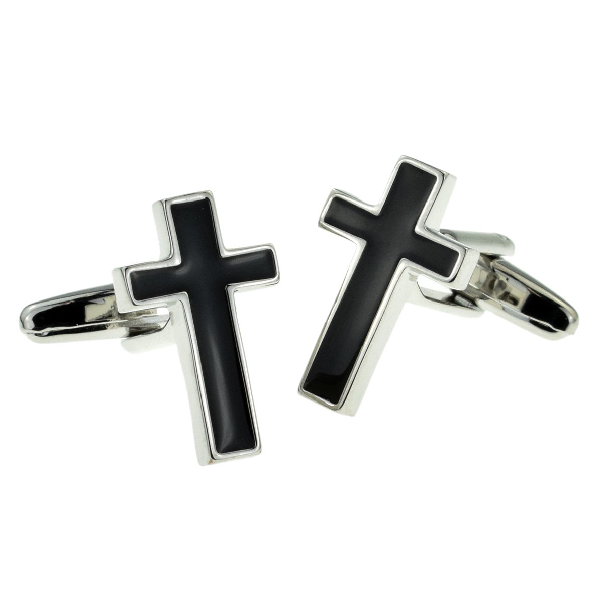 Black Christian Cross Cufflinks Presented in a Cufflink Box (X2AJ151)