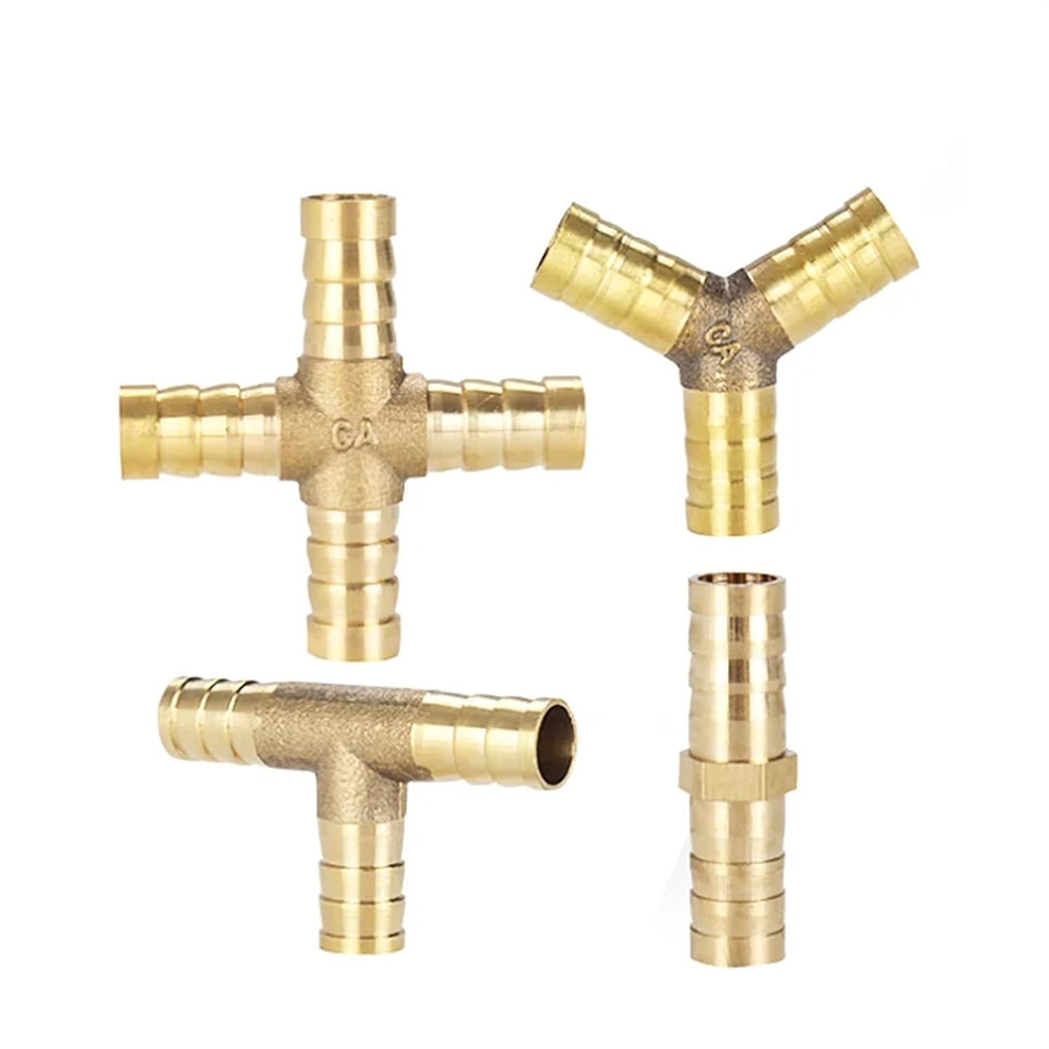 Pagoda Copper Connector Fittings Water Tube Brass Pipe Fitting Barbed Joint Coupler Adapter for 4mm 6mm 8mm 10 12 Hose Gold Tone (Color : 3 way Y type, Size : OD 14MM)