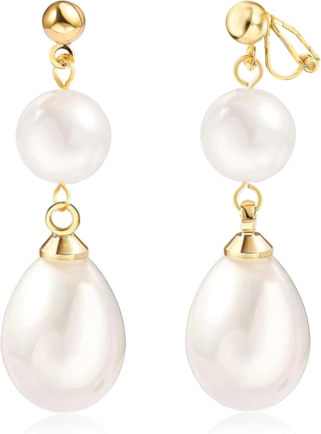 Clip On Earrings for Non Pierced Ears, Gold Tone Lightweight Clip-On Earrings for Women, Vintage Style Jewelry for Everyday Wear