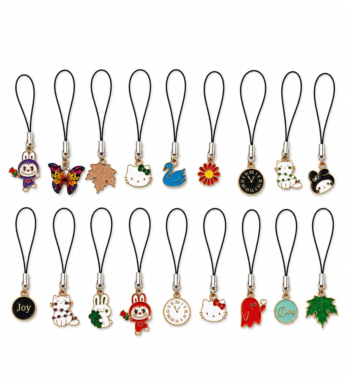 25 PCS Cute Charm Phone Straps with Thread | Colorful Enamel Hanging Charms for Mobile, Bag, Keychain & Pencil Pouch | Gift for Kids, Teens & Girls-image-41