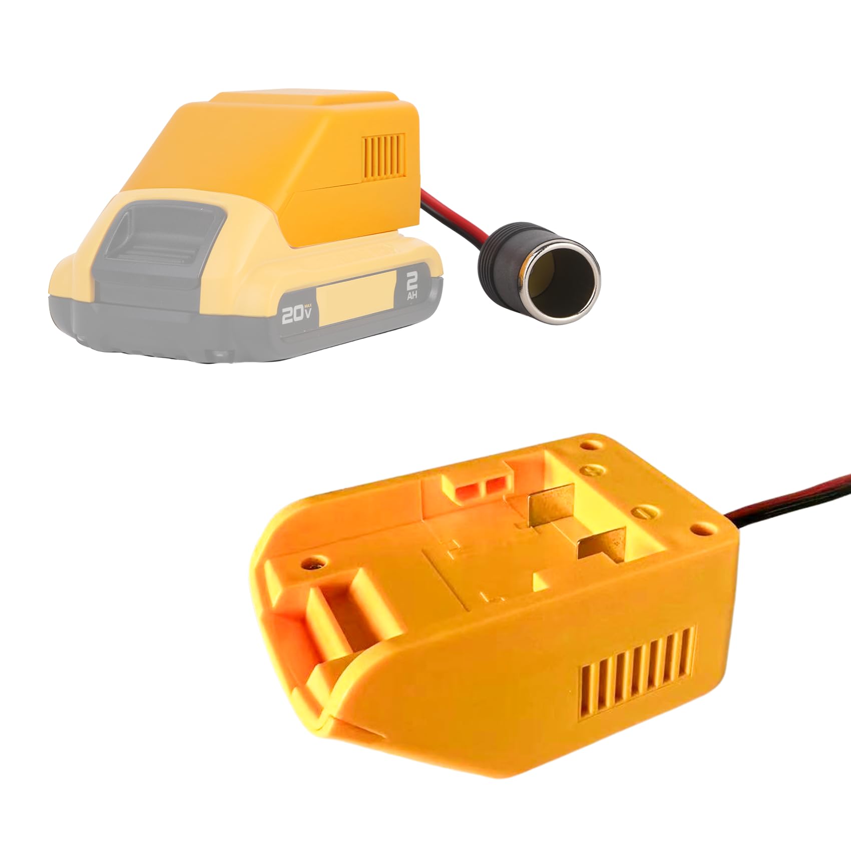 TONSIM 18v to 12v Step Down Converter For Dewalt 18V Battery Adapters with Car Cigarette Lighter Socket Power Tool Battery Adapter Cordless Tool Converters for 12V Devices & Car Appliances