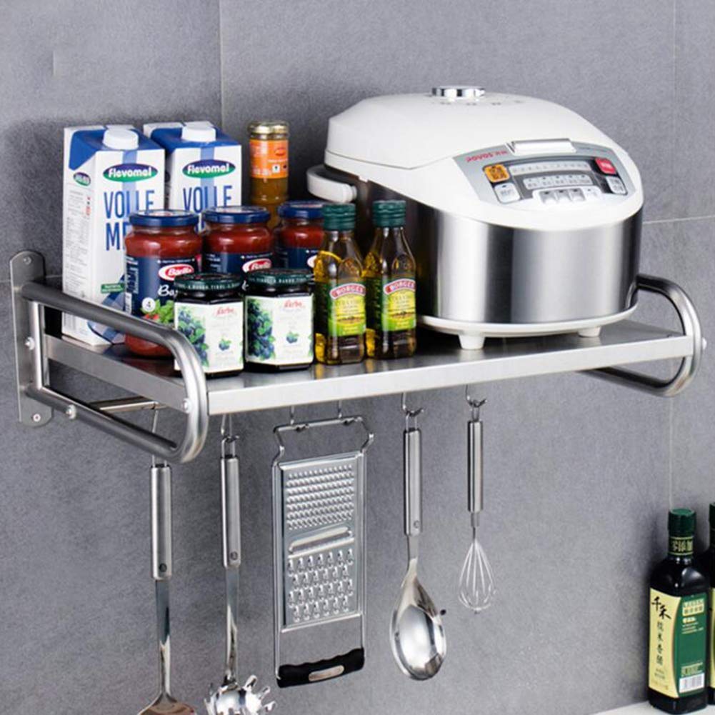 Mensola da cucina in acciaio inox 304, per forno a microonde, con 6 ganci, per condimenti, per uso domestico e ristorante