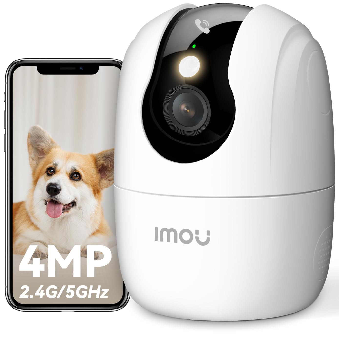 Imou 2.4/5GHz Cámara Vigilancia Interior, 4MP Cámara IP WiFi para Visión Nocturna en Color 360°, Audio Bidireccional, Detección de Bebés/Mascotas,Modo Privacidad, Compatible con Alexa, Ranger 2C Pro