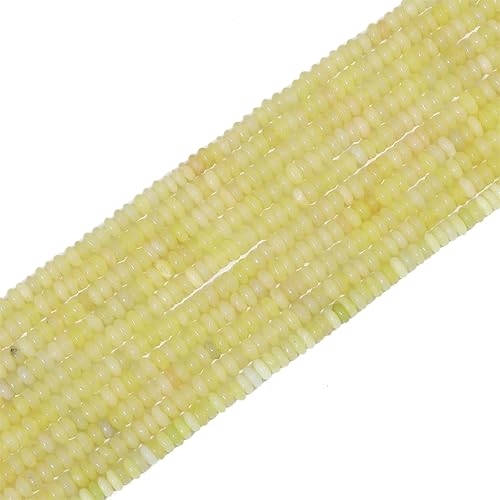 Miniatura 7 de Cuentas de piedra de disco de jade de limón natural de 0.16 x 0.079 pulgadas, 160 cuentas de piedras semipreciosas sueltas para diseño de joyería