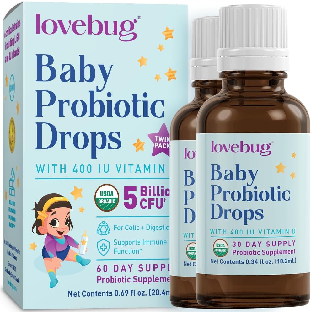 Award Winning USDA Organic Probiotic for Infants & Babies 0-12 Months | Helps w/Colic, Reflux, Diarrhea, Constipation & Gas | Multi-Strain 5 Billion CFU | Liquid Drops (60 Days Supply) - 20ml