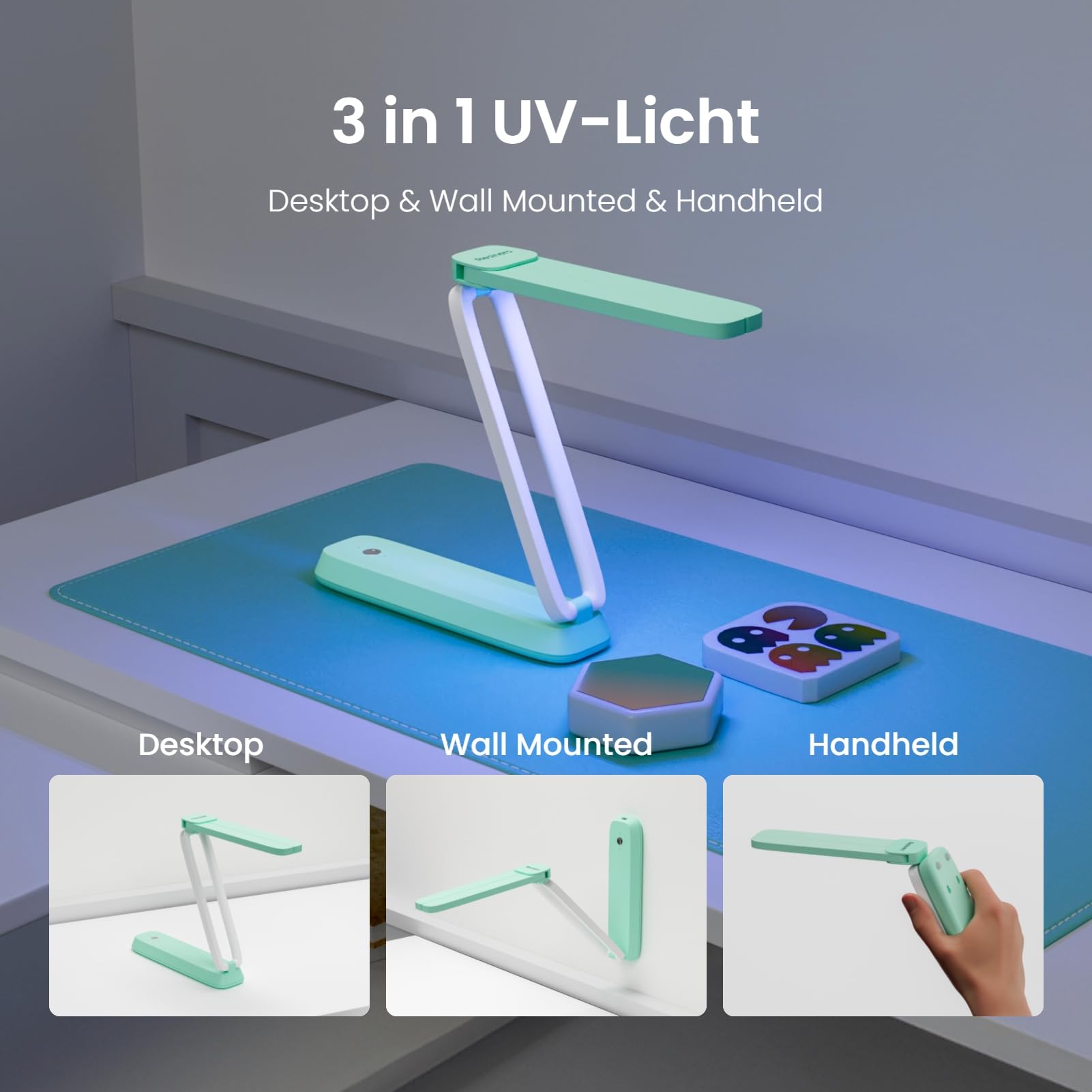 Resiners UV Licht für Harz, Wiederaufladbares UV Licht, 3-in-1 Verwendung, Faltbar UV Lampe für Harz, Tragbare Mini UV LED Lampe, Harzzubehör, Harz-Kits für UV-Harz, Harzformen, Schmuckherstellung