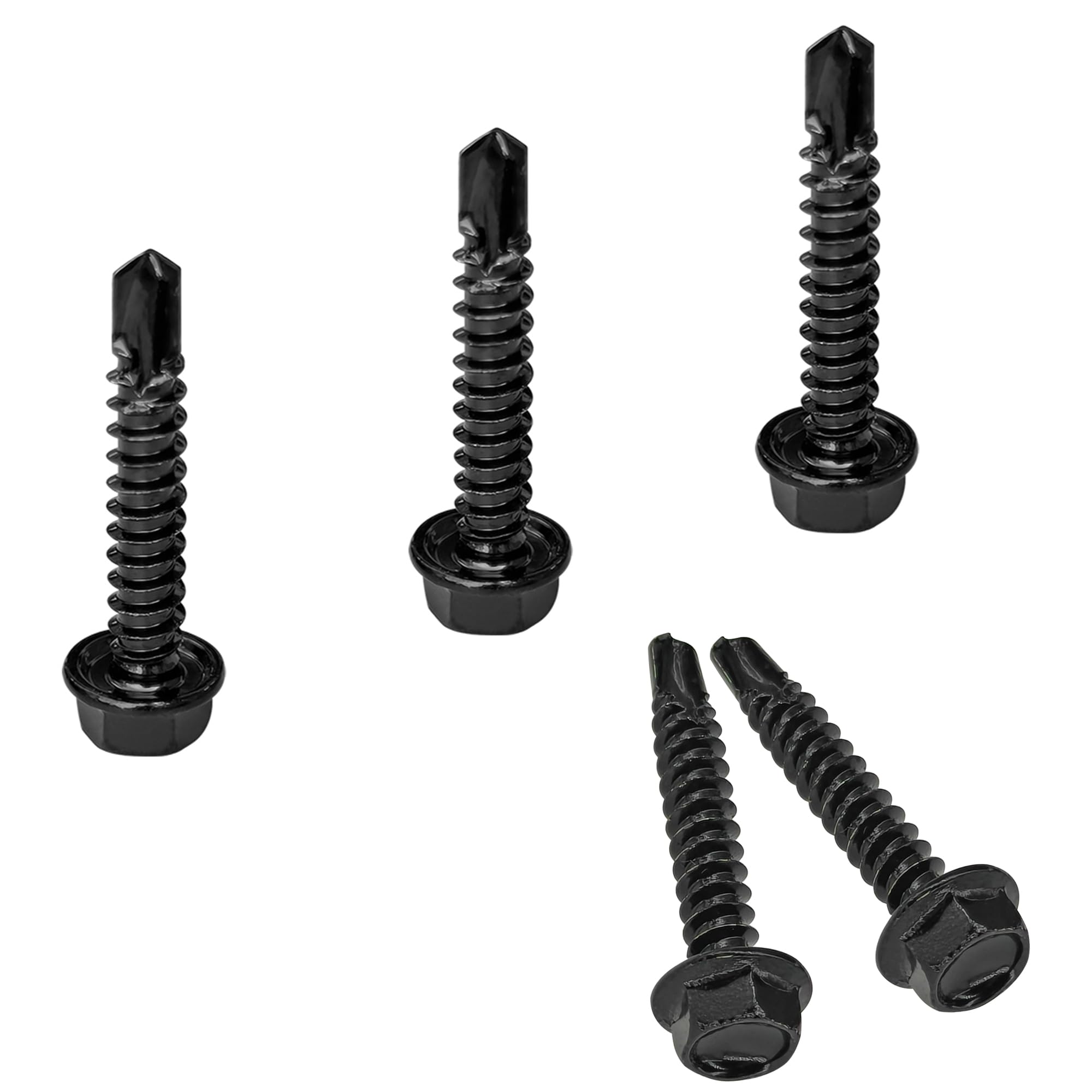 60 PCS Hex Head Self-Tapping Screws for Metal,Black 410 Stainless Steel Self-Drilling Screws (M4.2 * 25mm)