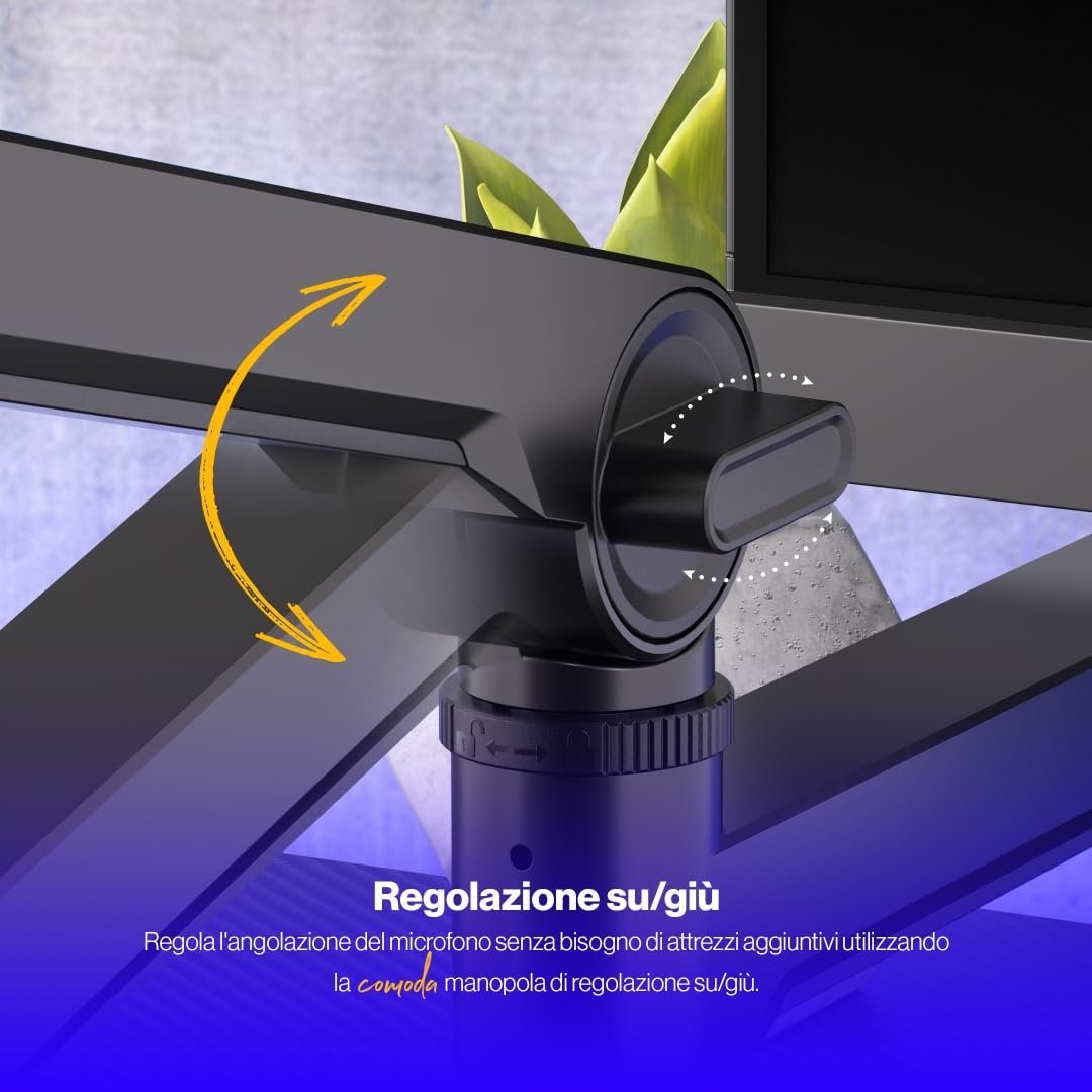 ENDORFY Broadcast Low Profile Boom Arm, Microfono Premium a basso profilo Smartfone e braccio luminoso con cavo, rotazione di 360 gradi