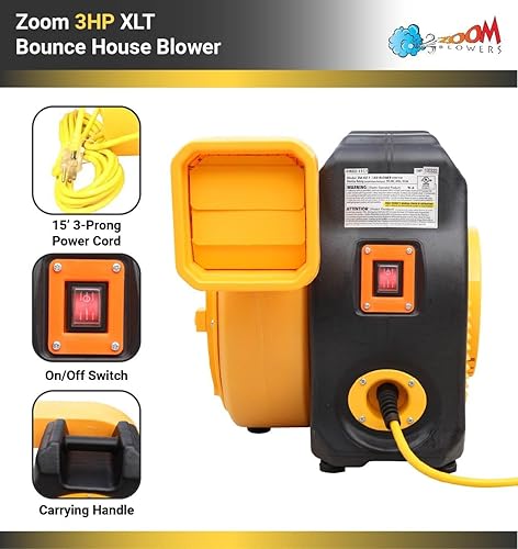 Miniatura 5 de Zoom Blowers Ventilador inflable de 3 HP XLT para casa de rebote, bomba de bajo consumo para casas de rebote XL, toboganes de agua y carrera de