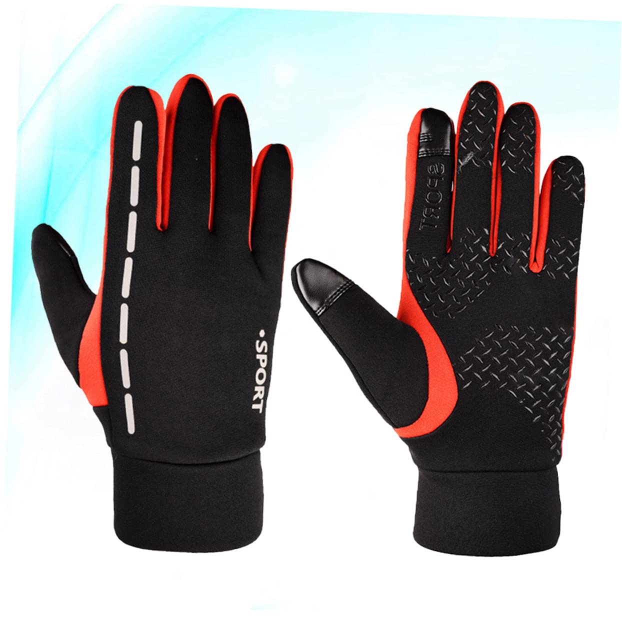 SOLUSTRE 3pares Guantes Cálidos Impermeables Antideslizantes para Ciclismo y Senderismo Talla Rojo Transpirables y Pantalla Táctil