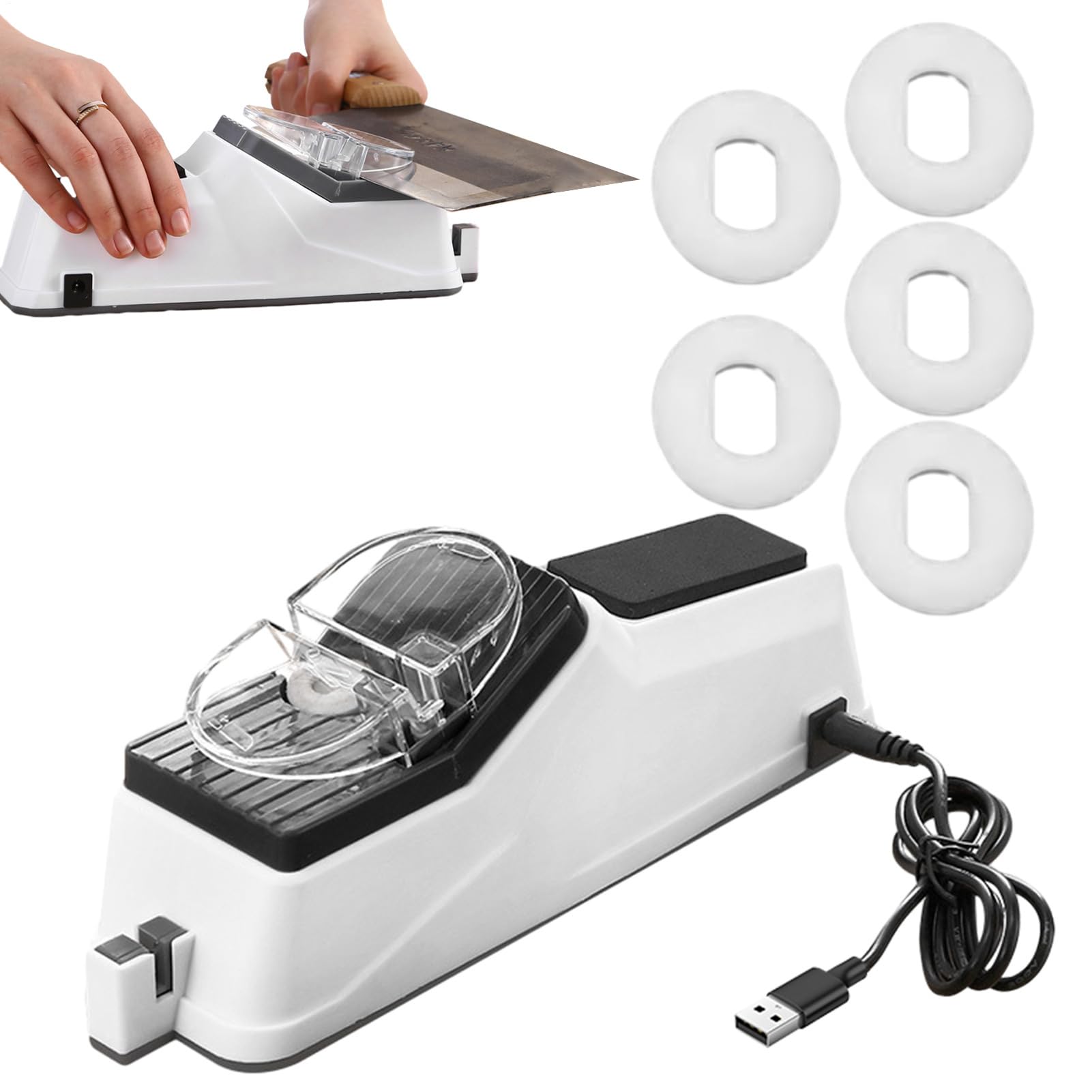 Aiguiseur de couteaux électrique : outils de chef de qualité, lame culinaire, maison, couverture de sécurité, bord | Affûtage et polissage rapides des couteaux pour la cuisine