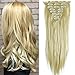 Produktbild TESS Clip in Extensions wie Echthaar Kunsthaar Haarteil günstig 8 Tressen 18 Clips Haarverlängerung Glatt Glodblond 26"(66cm)-140g