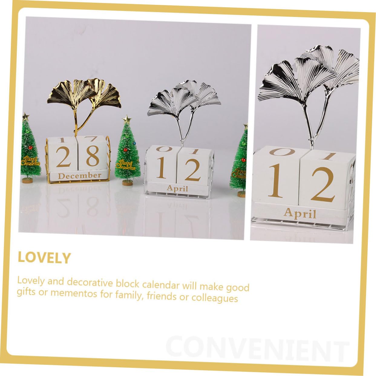 SEWACC 5 Calendarios De Escritorio Con Hojas De Ginkgo Decoración Del Hogar Calendario De Bloques De Pie Calendario De Bloques De Granja Decoración De Oficina Para Mujeres Bloques