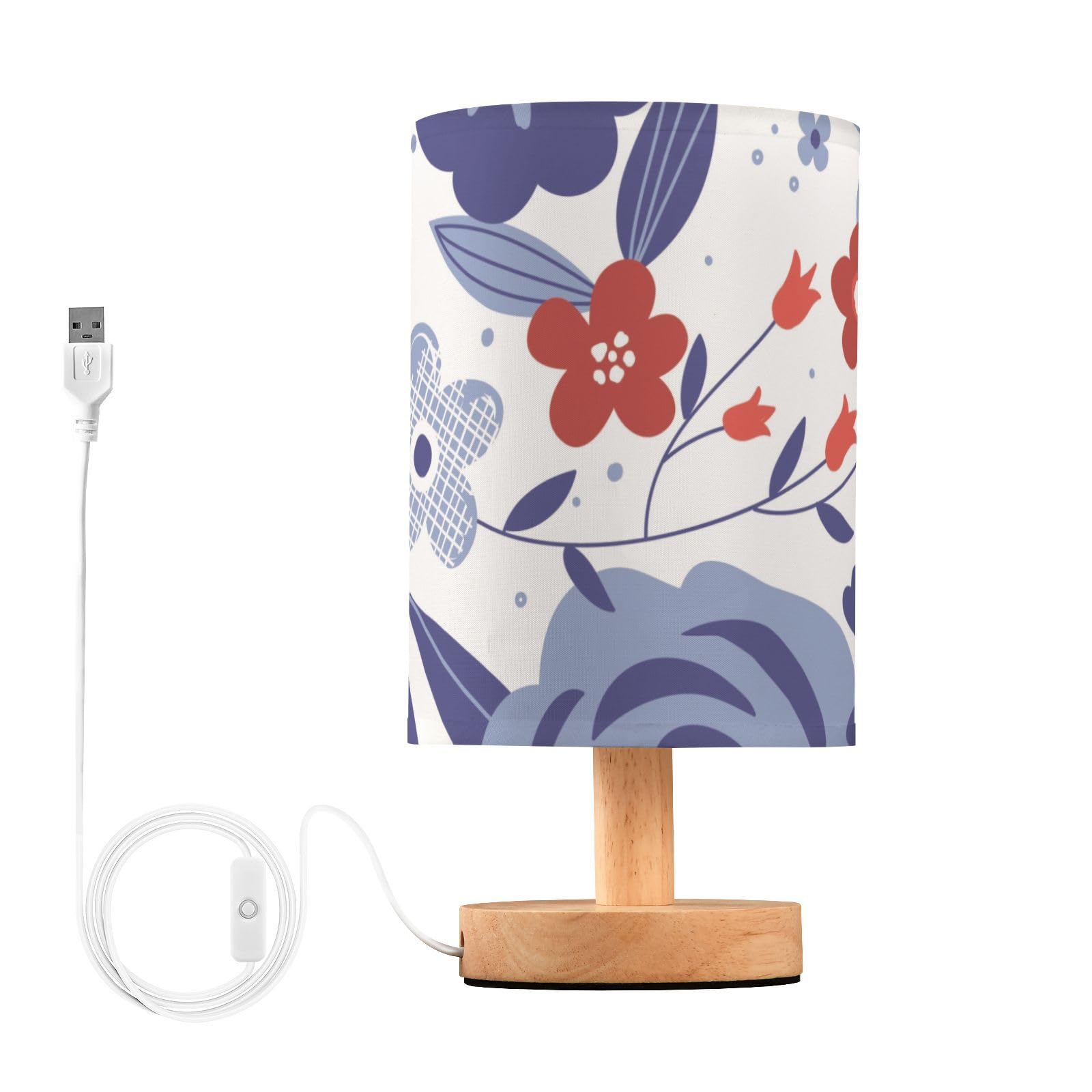 FRODOTGV Bedside Lamps Bedside Reading Lamp for Small Spaces Night Lights for Adults Kids Room Red White Blue Colored Liberty Floral