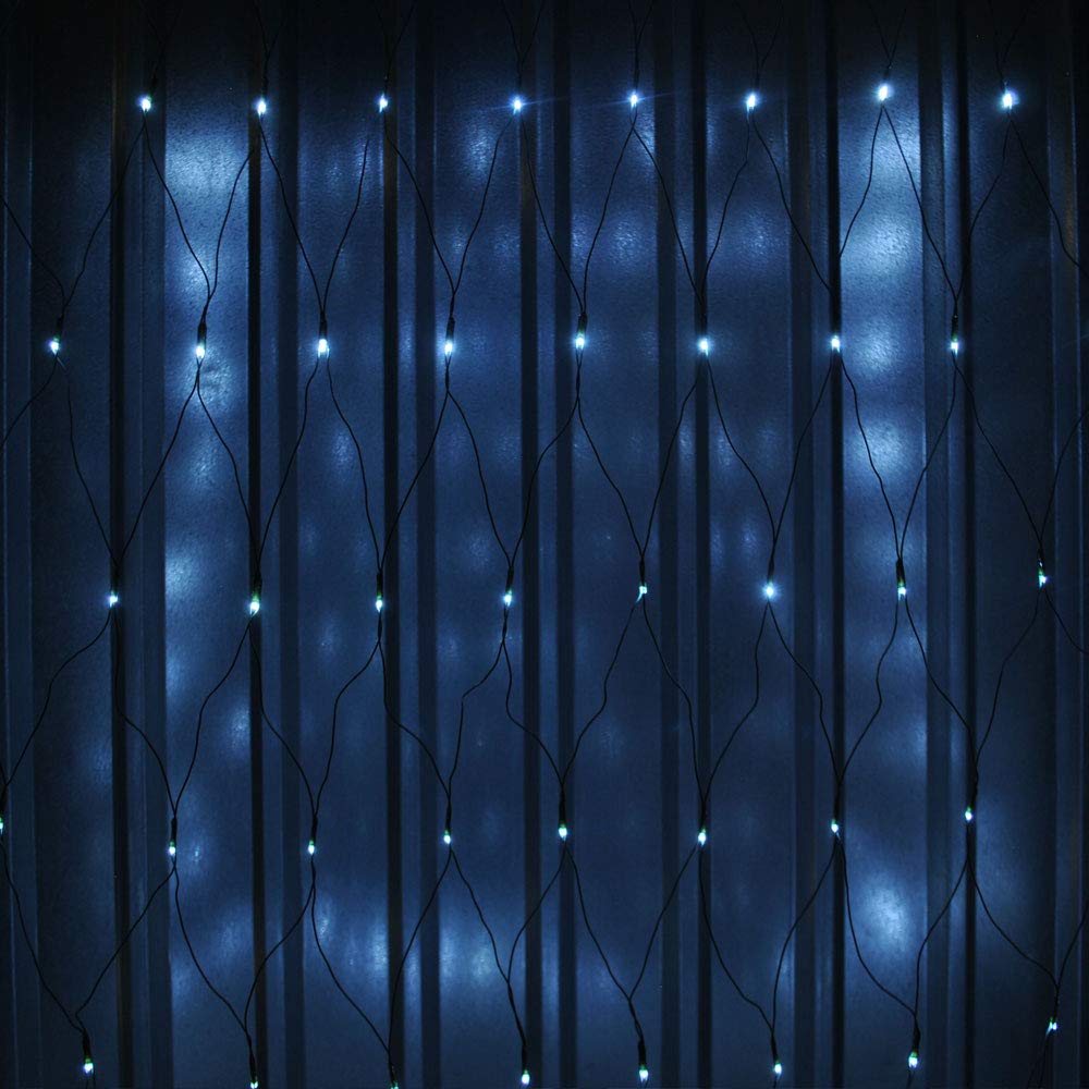 LightsGo Outdoor/Indoor Fish Net Style Christmas LED Fairy Lights 320 Icy Cool White Lights 3M * 2M, 8 Sparkling Modes with Memory Function (Icy Cool)