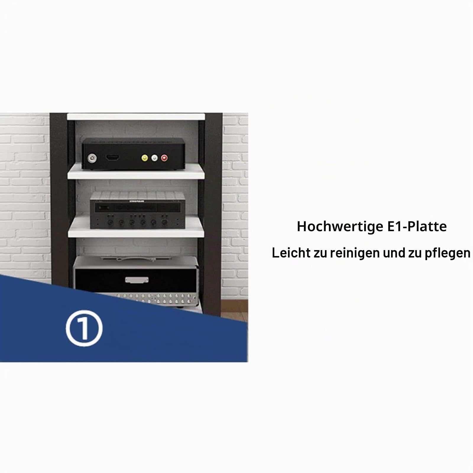 Audio-Rack, 2/3/4/5-stufiges Stereo-Rack, Audio-Geräte-Rack, offenes Audio-Rack, Schrank, HiFi-Rack, verstellbares Audio-Video-Regal, langlebig(Nero,5 Tier)