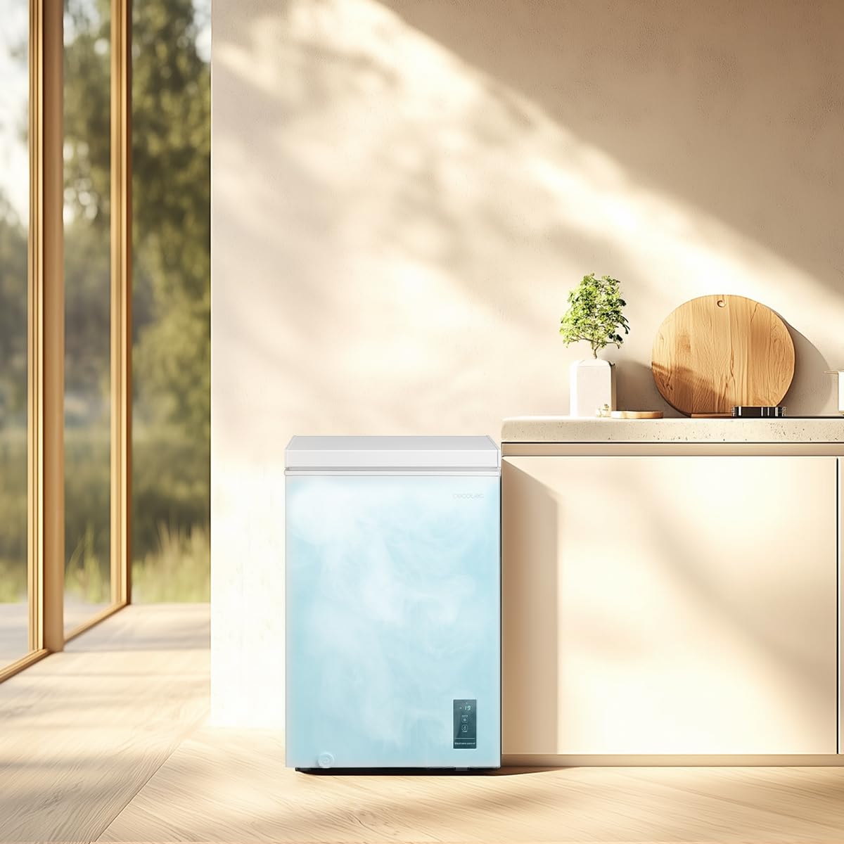 Cecotec Congelatore Orizzontale 99L Bolero CoolMarket Chest 99P White E. Cestello con Maniglie, Controllo Elettronico LED, UltraContact D-Cool, Dual Function, Porta ZeroG (80º-30º), Fast Freezing