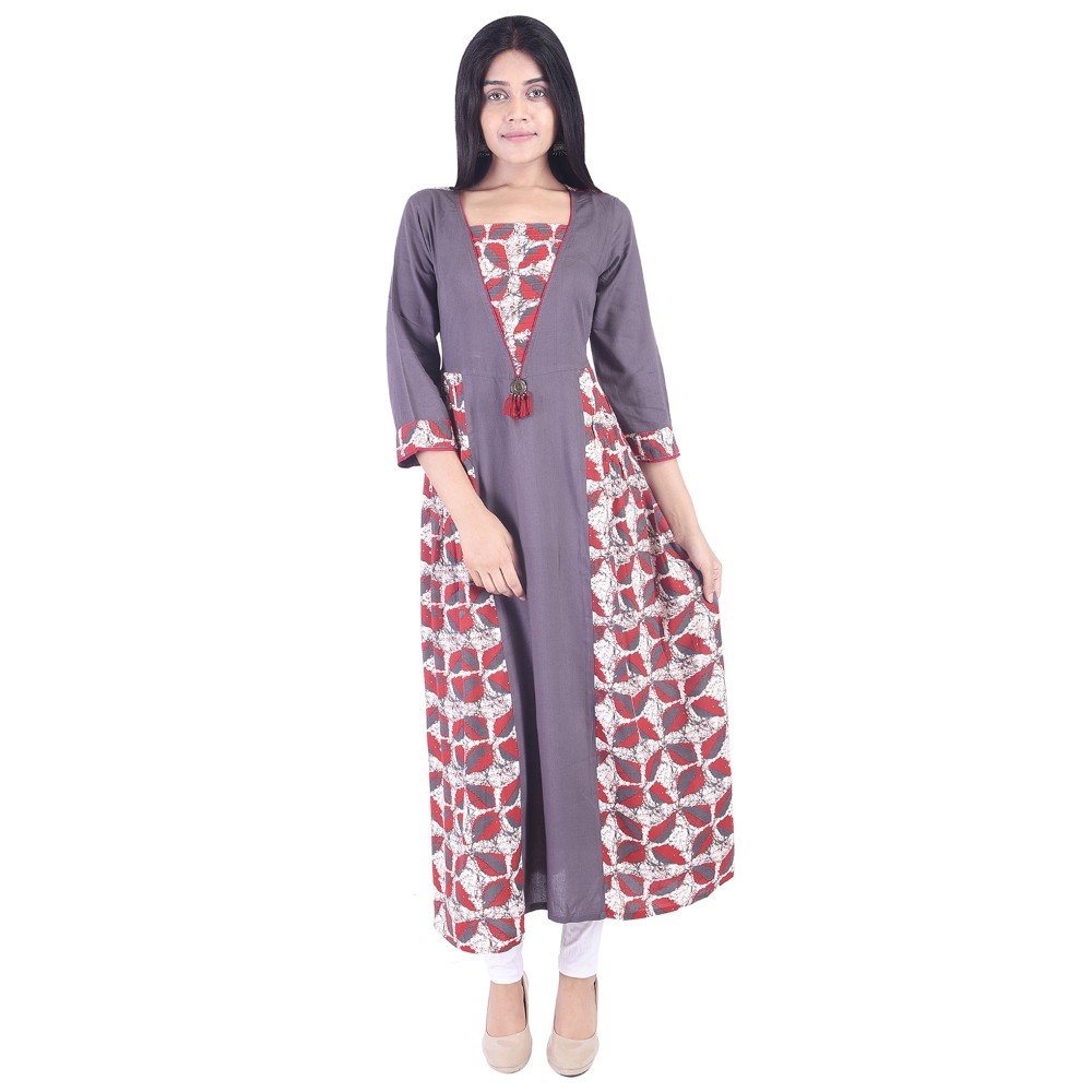 Vihaan Impex Stylish Women Rayon Kurti Three Fourth Sleeve Multicolored Dress