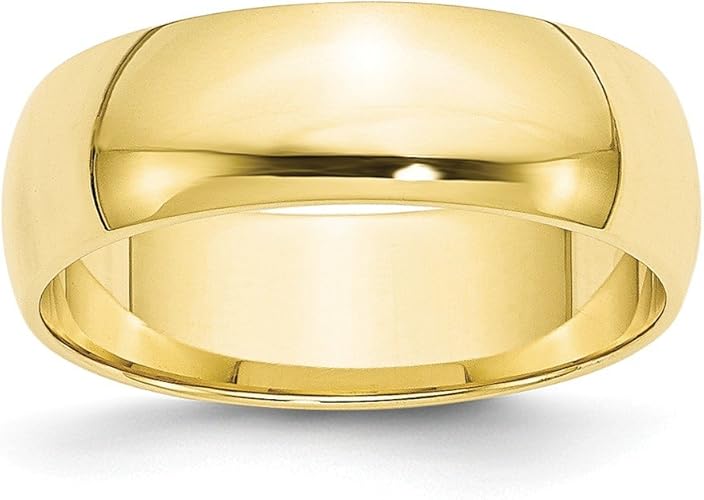 10k Yellow Gold 6mm Plain Classic Dome Wedding Band Ring