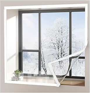 Isolierfolie für Fenster Gegen Kälte 70 100 130 160 180 190 200 210 220 cm, Transparente Thermofolie mit Doppelseitigem Klebeband, Kälteschutzfolie Thermo Cover(Weiß,140x200cm)