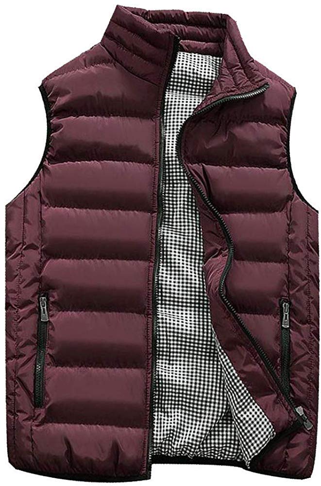 ShangSRS Men's Lightweight Sleeveless Jacket Gilet Body Warmer (Weinrot, XL)